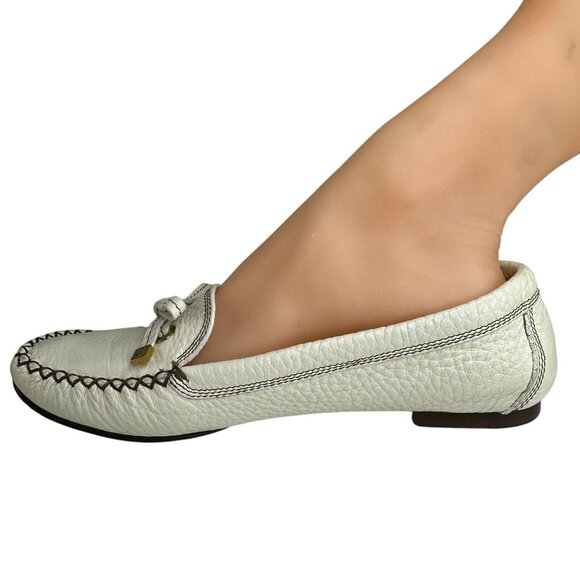 Louis Vuitton Gloria Shoes Flat Loafers Ivory US 6.5 EU 36.5 Leather Bow Logo - Picture 4 of 15